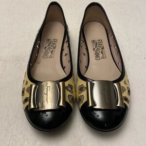 Salvatore Ferragamo Women’s Perforated Patent Leather Flats Size 7